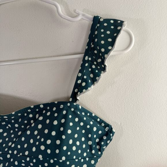 Summersalt Oasis Teal White Polka Dot Ruffle Bikini Top Size 8 - Picture 6 of 7